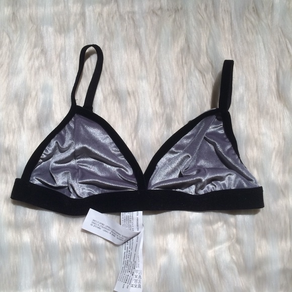 Zara Other - Zara Velvet Grey & Black Sports Bra Small NWT